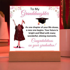 Personalized Graduation Acrylic Plaque for Granddaughter – Elegant Keepsake Gift