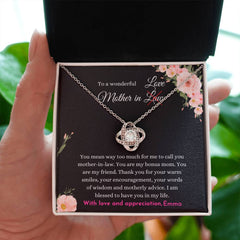 Gift for Mother-in-Law Necklace, Heartfelt Jewelry Keepsake, Perfect for Weddings or Holidays