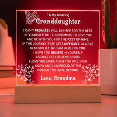 Granddaughter Gift, Square Acrylic Plaque with Loving Message, Square Acrylic Plaque for Granddaughter