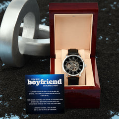 To the Best Boyfriend – Loved for a Lifetime Men's Openwork Watch