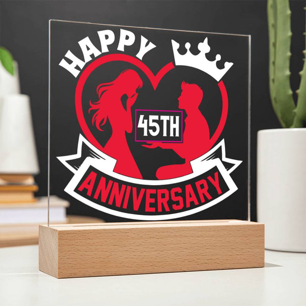 45th Anniversary Crowned Love Display Acrylic Plaque
