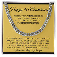 Anniversary Gift for Him, 4 Year Milestone, Cuban Link Chain Jewelry