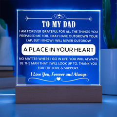 Custom Acrylic Display, Father’s Day Gift Idea, LED Night Light for Boyfriend’s Dad, Elegant Desktop Keepsake, Emotional Gift