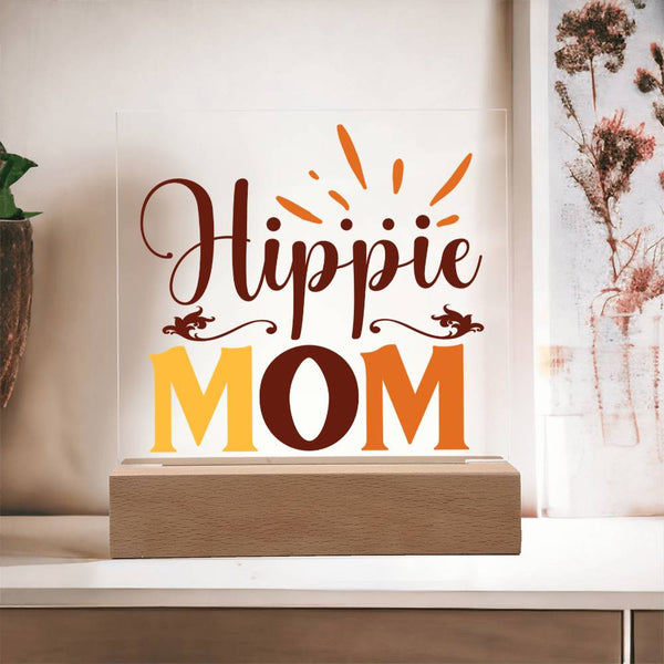 Hippie Mom – Retro Sunset Style - LED Acrylic Plaque