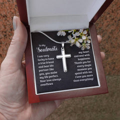 Gift for My Soulmate - A Love That Overflows Cross Necklace