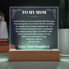 Acrylic Night Light Gift for Mom, Heartfelt Gift with Message from Son, Gift for Mom