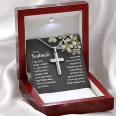 Gift for My Soulmate - A Love That Overflows Cross Necklace