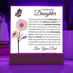 To My Daughter - Inspirational Acrylic Plaque with Heartfelt Message from Dad