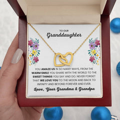Necklace for Granddaughter From Grandparents, Interlocking Hearts Necklace