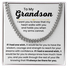 Cuban Link Chain for Grandson – 'Walk with You Always' Inspirational Gift