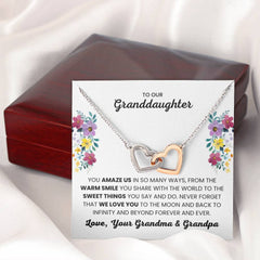 Necklace for Granddaughter From Grandparents, Interlocking Hearts Necklace