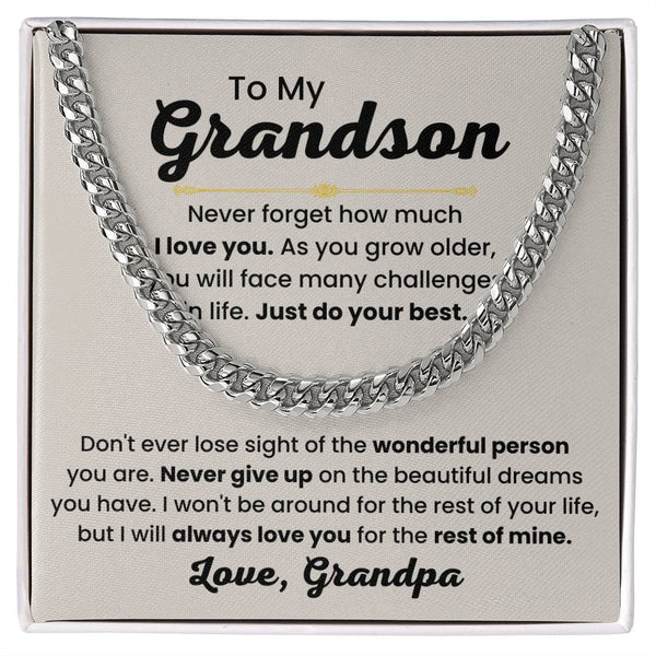 Grandson Cuban Link Chain – Meaningful Gift from Grandpa or Grandma