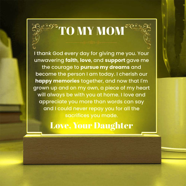 I Thank God – From Daughter to Mom Acrylic Plaque