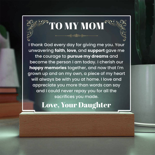 I Thank God – From Daughter to Mom Acrylic Plaque