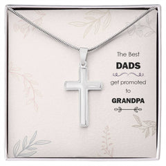 Gift for Grandpa - The Best Dads Become Grandpas Cross Necklace