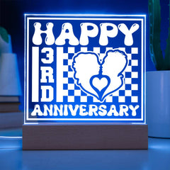 Happy 3rd Anniversary Couple Silhouette Plaque