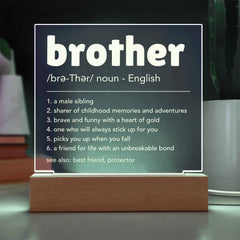 Gift For Brother, Brother Gift Acrylic Night Light, Sentimental Keepsake for Sibling Love