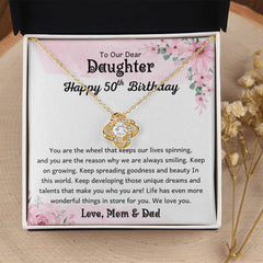 50th Birthday Jewelry Gift for Daughter, Love Knot Necklace for Daughter
