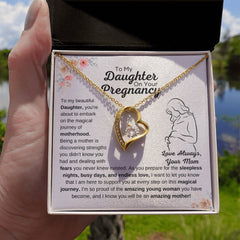 Gift For Pregnant Daughter From Mom, Heart Necklace, Jewelry For New Journey, To My Daughter On Your Pregnancy
