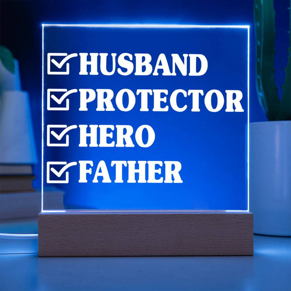 Checked Off for Life – Husband. Protector. Hero. Father. Plaque