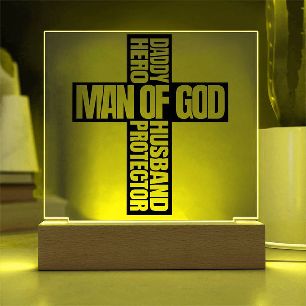 Man of God – Hero, Husband, Daddy, Protector Plaque