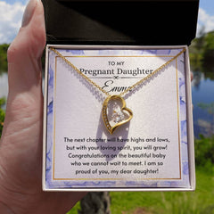 Gift For Pregnancy Daughter, Elegant Necklace For Expecting Mom, Heart Shaped Jewelry, Pregnancy Gift