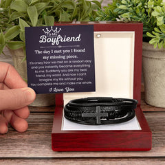 Gift For Boyfriend, Men’s Bracelet with Cross Charm, Gift Box & Message Card, Stylish Keepsake for Special Moments