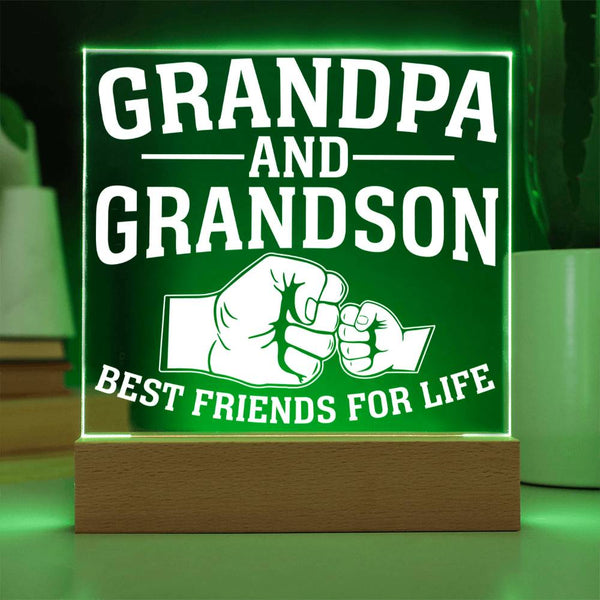 Grandpa and Grandson - Best Friends for Life LED Plaque