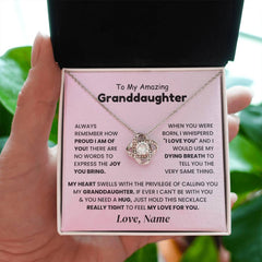 To My Beautiful Granddaughter, Graceful Sparkle Necklace for Granddaughter, Elegant Jewelry Keepsake, Love Knot Necklace