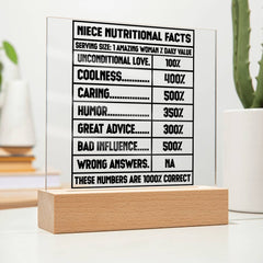 Niece Nutritional Facts – 100% Awesome Plaque