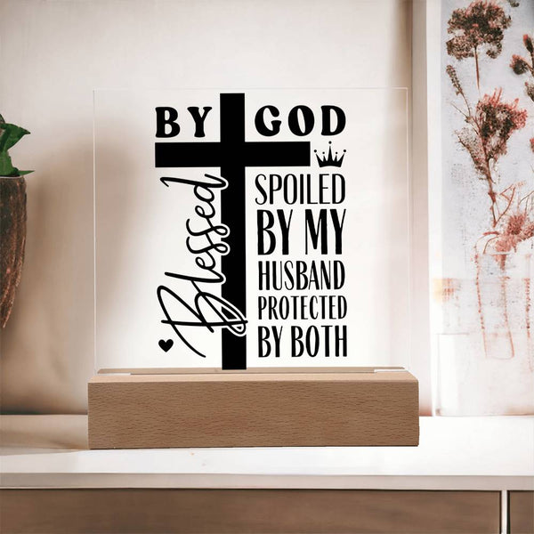 Blessed by God, Spoiled by Husband – Cross Edition Plaque