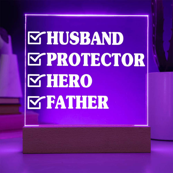 Checked Off for Life – Husband. Protector. Hero. Father. Plaque