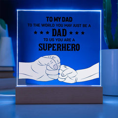 Personalized Acrylic Plaque for Dad from Son – Superhero Gift for Father's Day