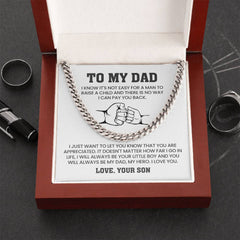 Dad Necklace Gift, Stylish Cuban Chain With Message Card, Father’s Day & Birthday Jewelry