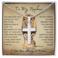 To My Nephew - Inspirational Cross Necklace Gift for Graduation & Beyond