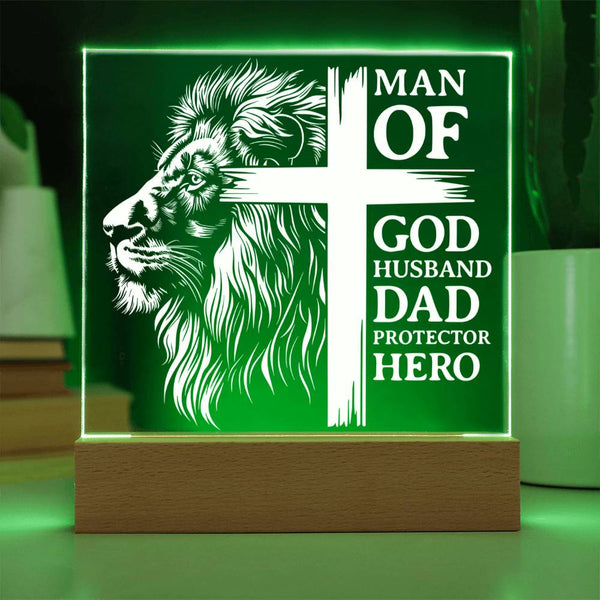 Man of God – Husband, Dad, Protector, Hero Plaque