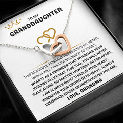 Beautiful Necklace for Granddaughter, Jewelry Gift, Timeless Keepsake, Interlocking Hearts Necklace