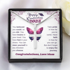 Happy Graduation Cross Necklace – Heartfelt Gift for Daughter from Mom