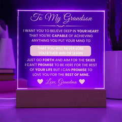 To My Grandson - Inspirational Acrylic Plaque from Grandma with Love