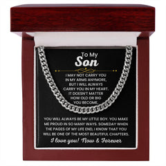 To My Son Necklace - 'Always in My Heart' Cuban Link Chain