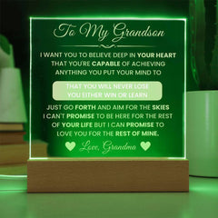 To My Grandson - Inspirational Acrylic Plaque from Grandma with Love