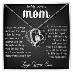 Mom, You Are Loved More Than Words Can Say - Heartfelt Necklace Gift