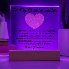 To My Granddaughter Acrylic Plaque, Heartfelt Loving Gift, Beautiful Keepsake for Special Moments