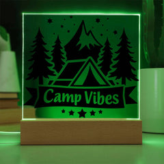 Camp Vibes Only – Pitch Tents, Not Stress Plaque