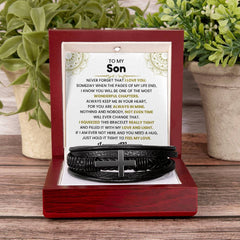 Men’s Cross Bracelet for Son, Leather Jewelry Gift, Symbol of Faith & Encouragement