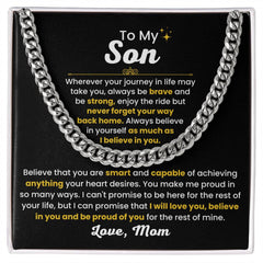 Cuban Link Chain for Son – 'Always Be Brave' Inspirational Necklace