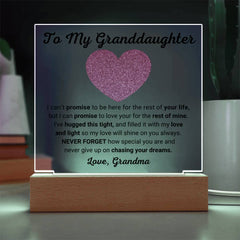 To My Granddaughter Acrylic Plaque, Heartfelt Loving Gift, Beautiful Keepsake for Special Moments