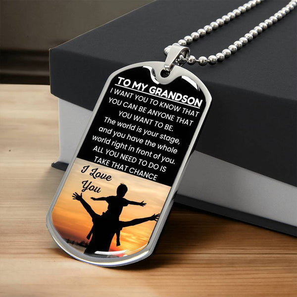 To My Grandson Dog Tag from Grandpa – Inspirational Gift to Encourage and Empower