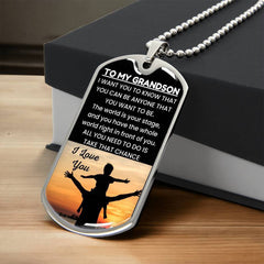 To My Grandson Dog Tag from Grandpa – Inspirational Gift to Encourage and Empower