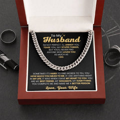 Gold Husband Necklace, Romantic Jewelry Gift from Wife with Love Note